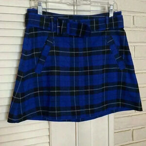 Nordstrom BP Blue Belted Plaid Skirt Size Medium